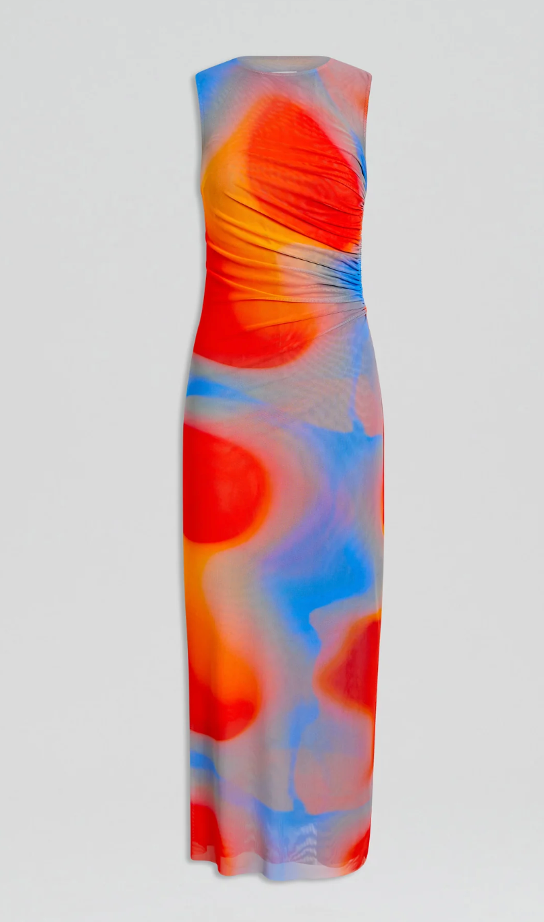 SCANLAN & THEODORE Watercolour Dress Blue/Red Size 10