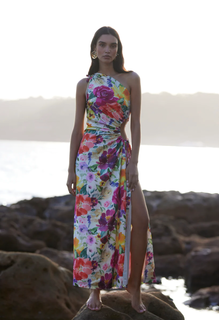 Sonya Moda Nour Floreale Watercolour Maxi Dress Size 8