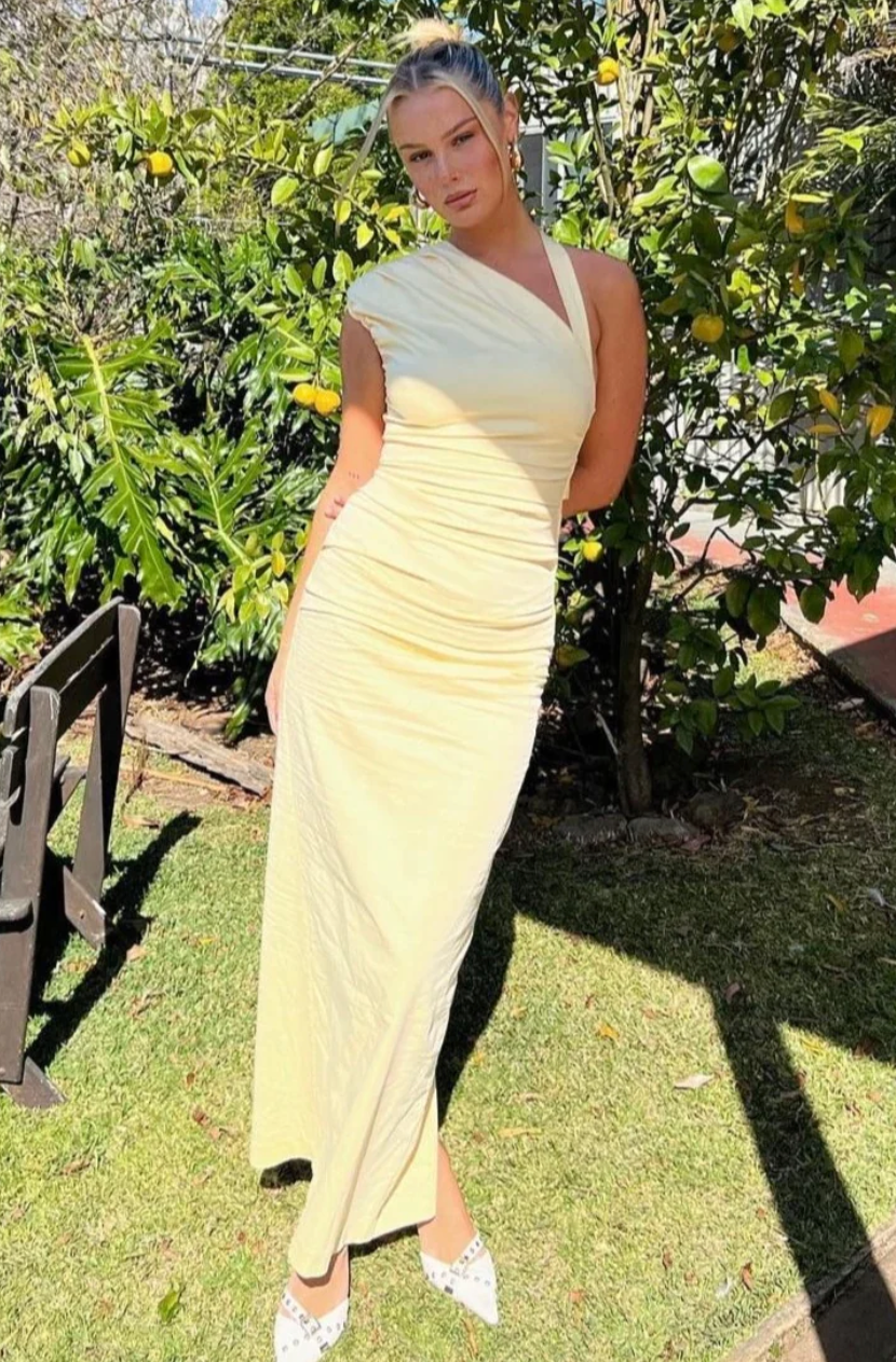 SIR The Label Giacomo Gathered Gown Butter Size 8,10