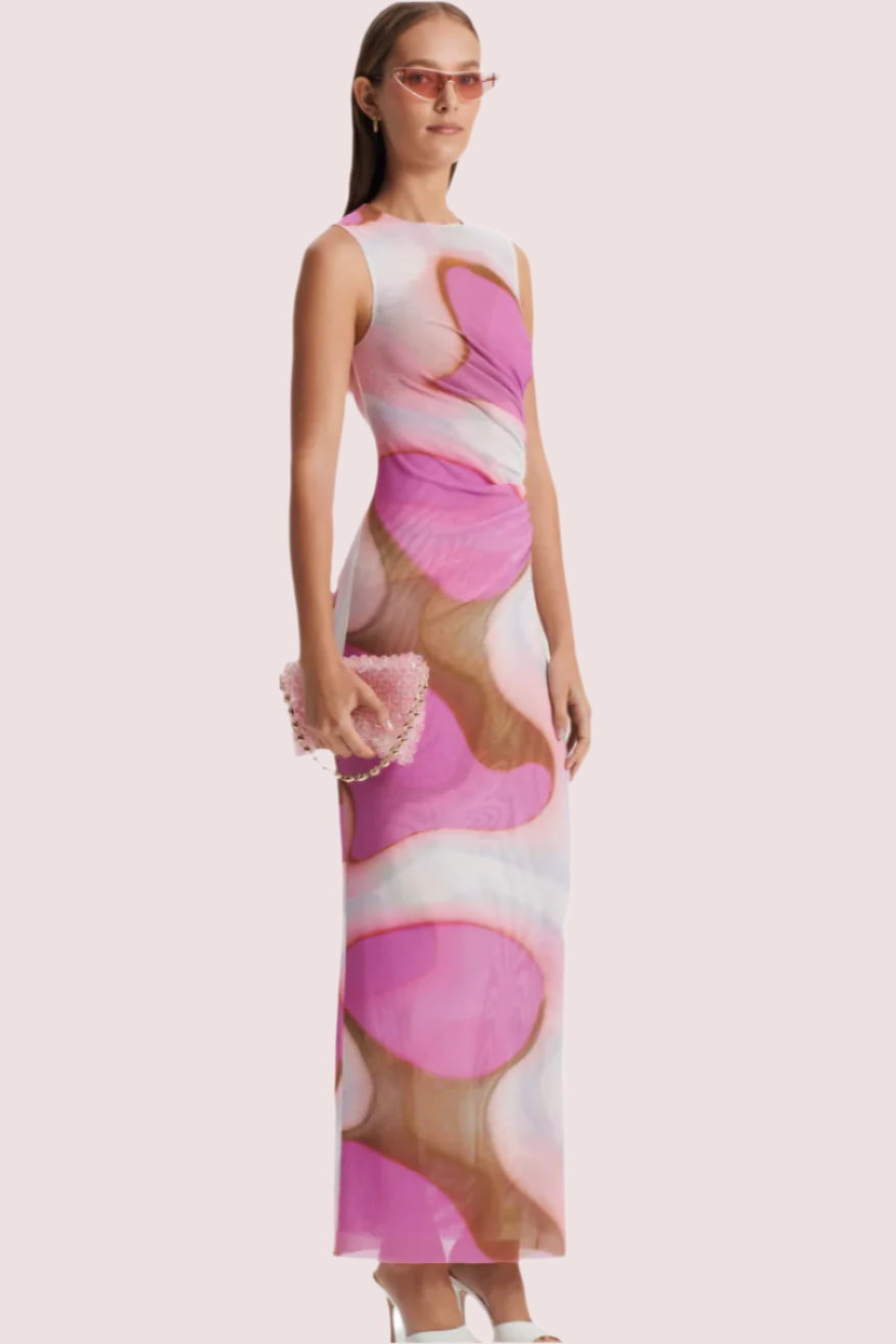 pink scanlan theodore dress Scanlan Theodore Women's Silk Print Wrap Dress - Pink