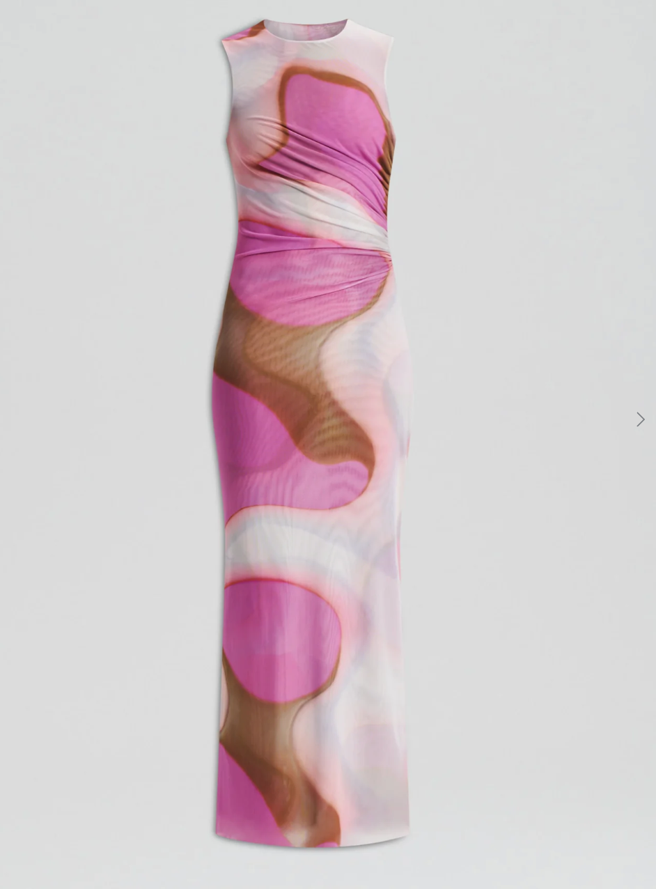 Scanlan and Theodore Watercolour Dress Pink Tan Size 6,8,10anlan