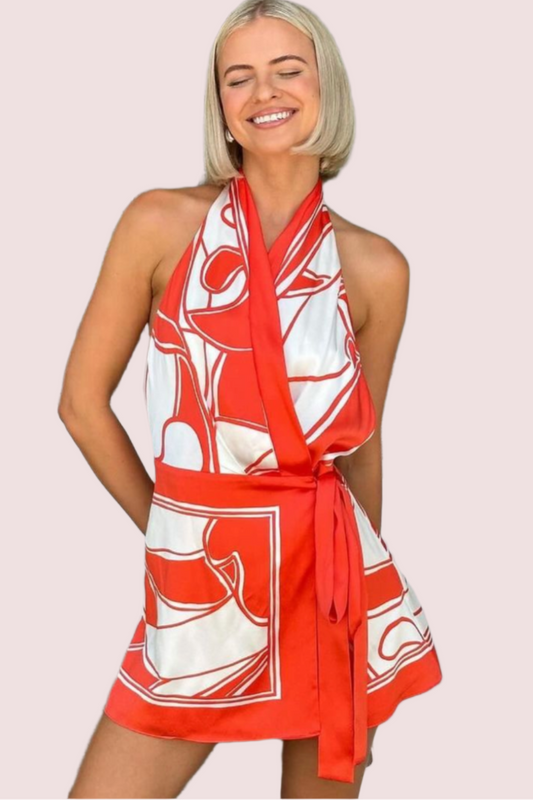 SIR The Label Ramona Halter Wrap Mini Dress Size 10