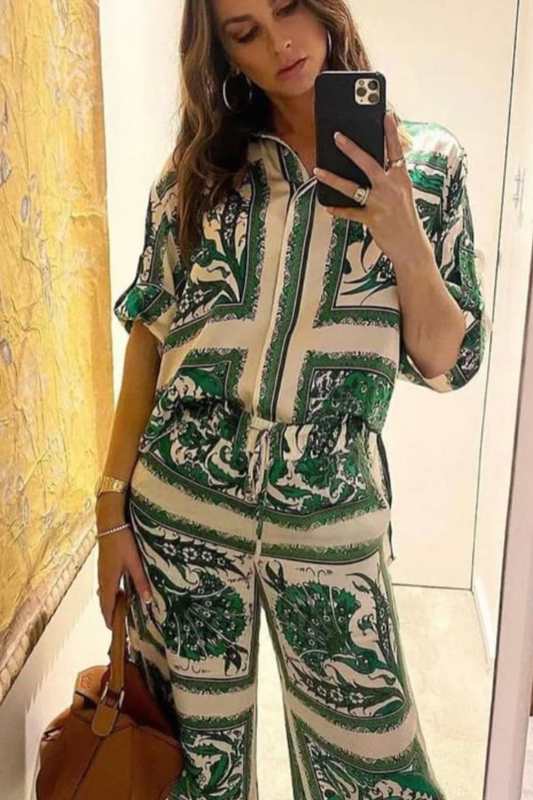 Alemais Lucille Lounge Shirt and Pants Silk Set Size 6,10
