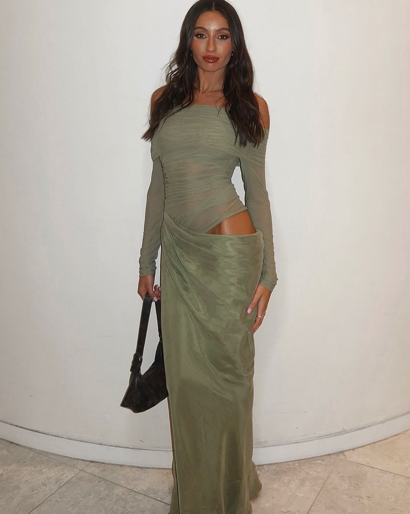 Benni Yasmin Off-Shoulder Maxi Dress Pistachio Size 6,8