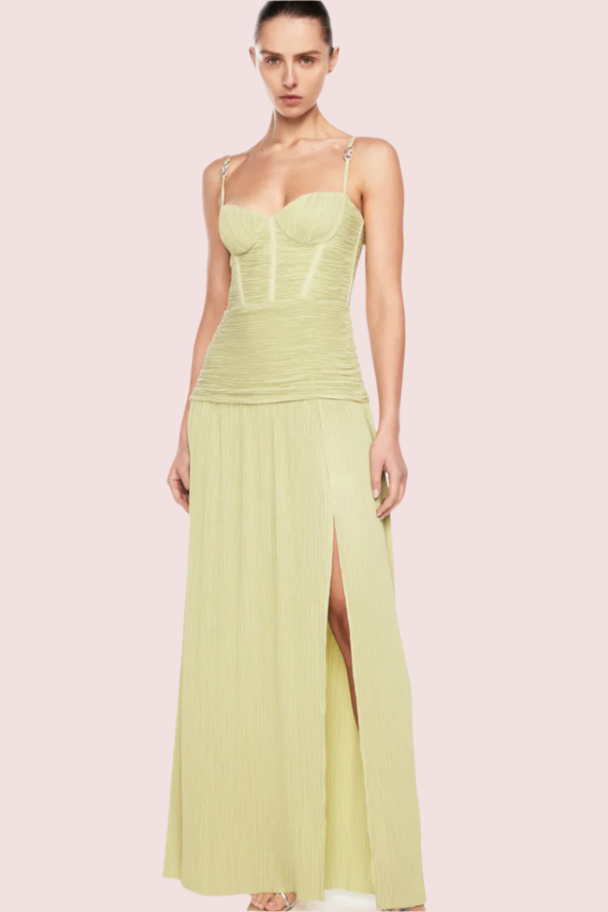 manning cartell double time pleat dress pistachio Manning Cartell Double Time Pleat Maxi Dress Pistachio Size 6