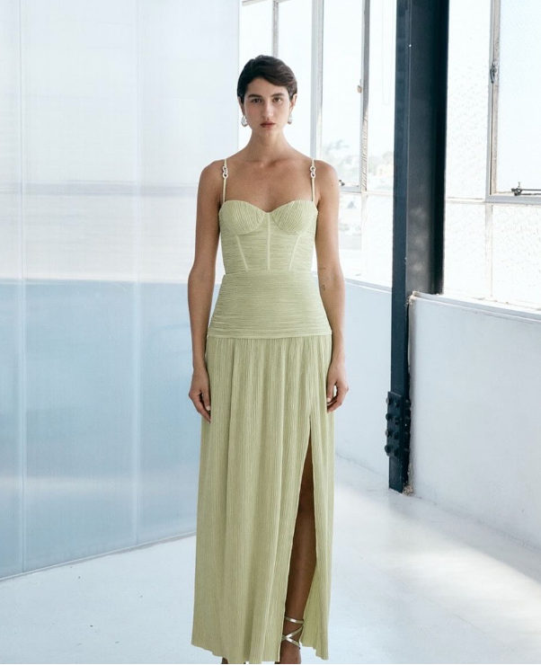 Manning Cartell Double Time Pleat Dress Pistacchio Size 10