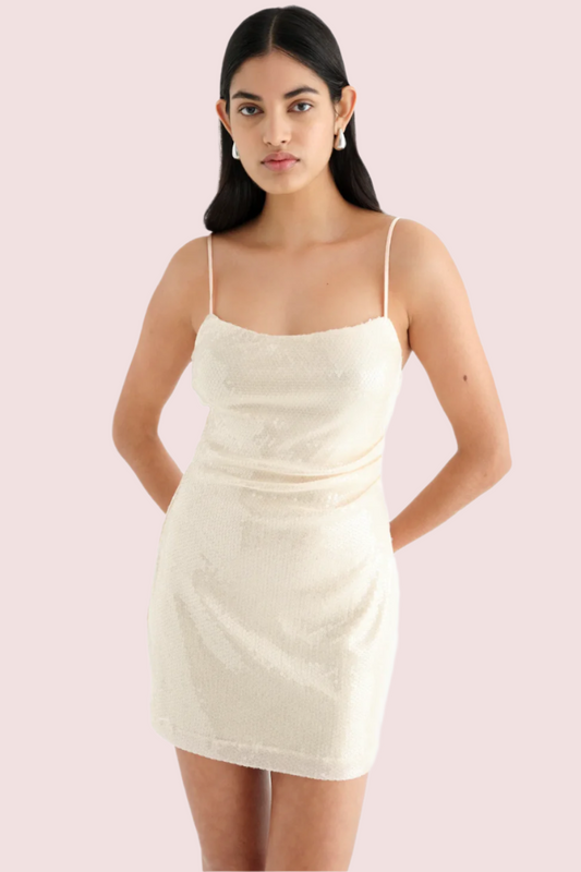 Benni Juliano Sequin Slip Mini Dress Light Toffee Size 10