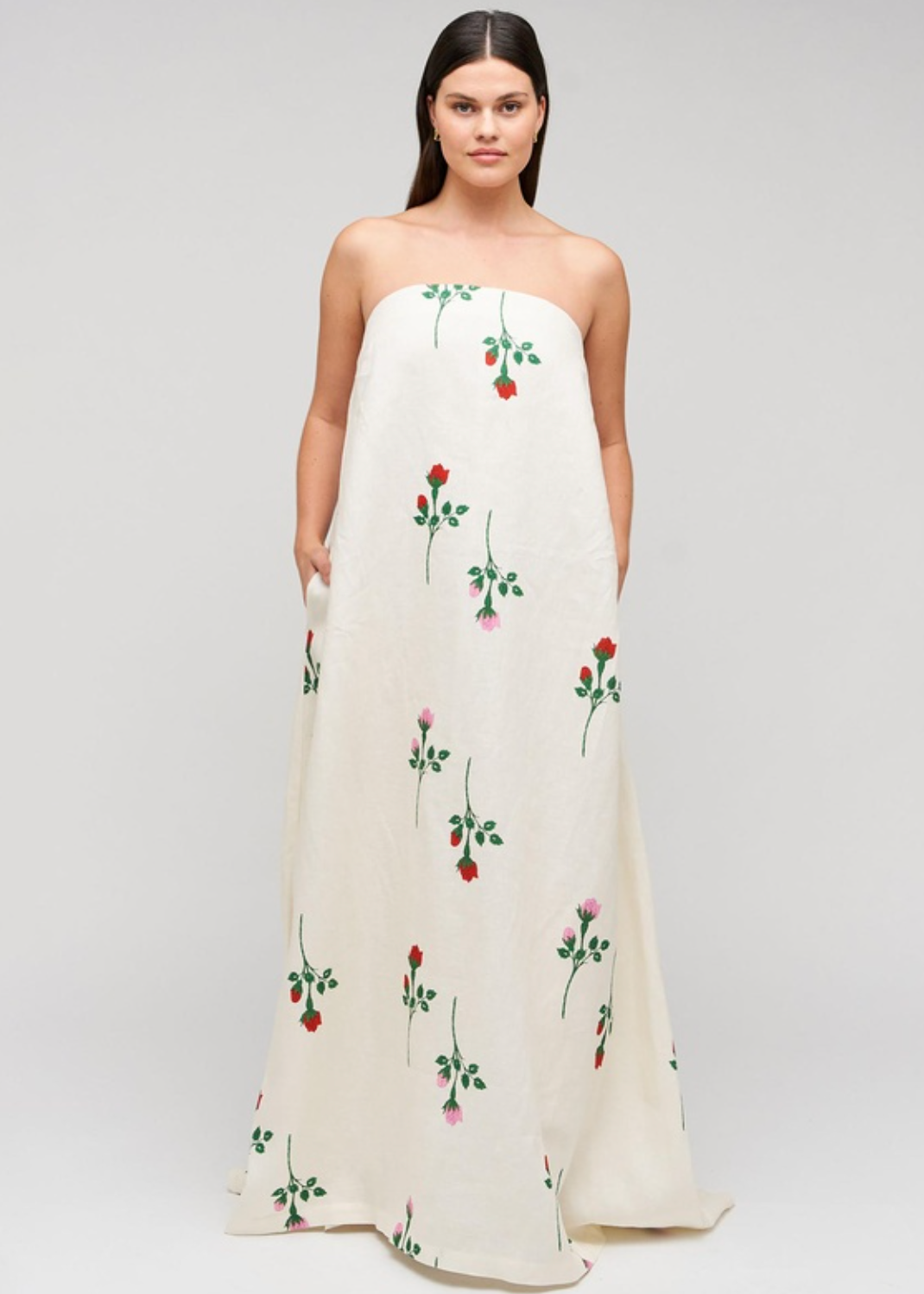 Oroton Rosebud Gown Antique White Print Size 8
