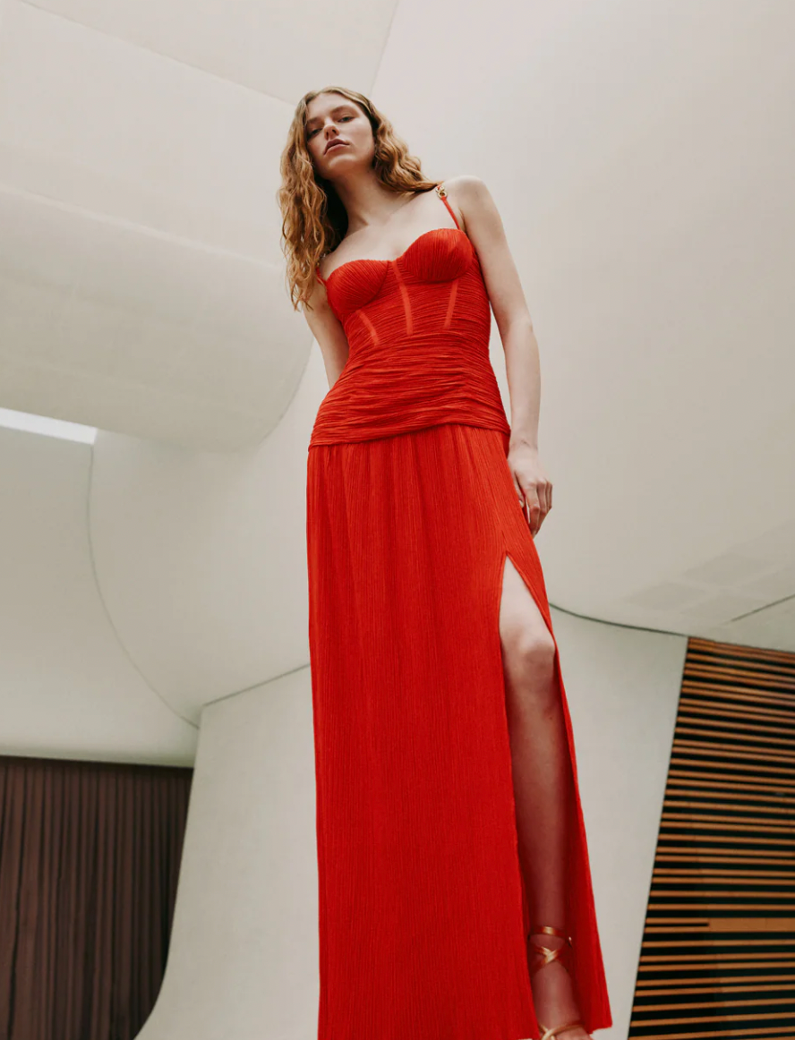 Manning Cartell Double Time Pleat Dress Red Size 6,8,10