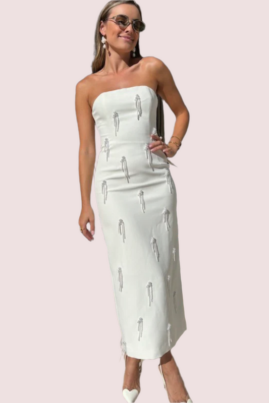 Odd Muse Embellished Midi Dress White Size 6
