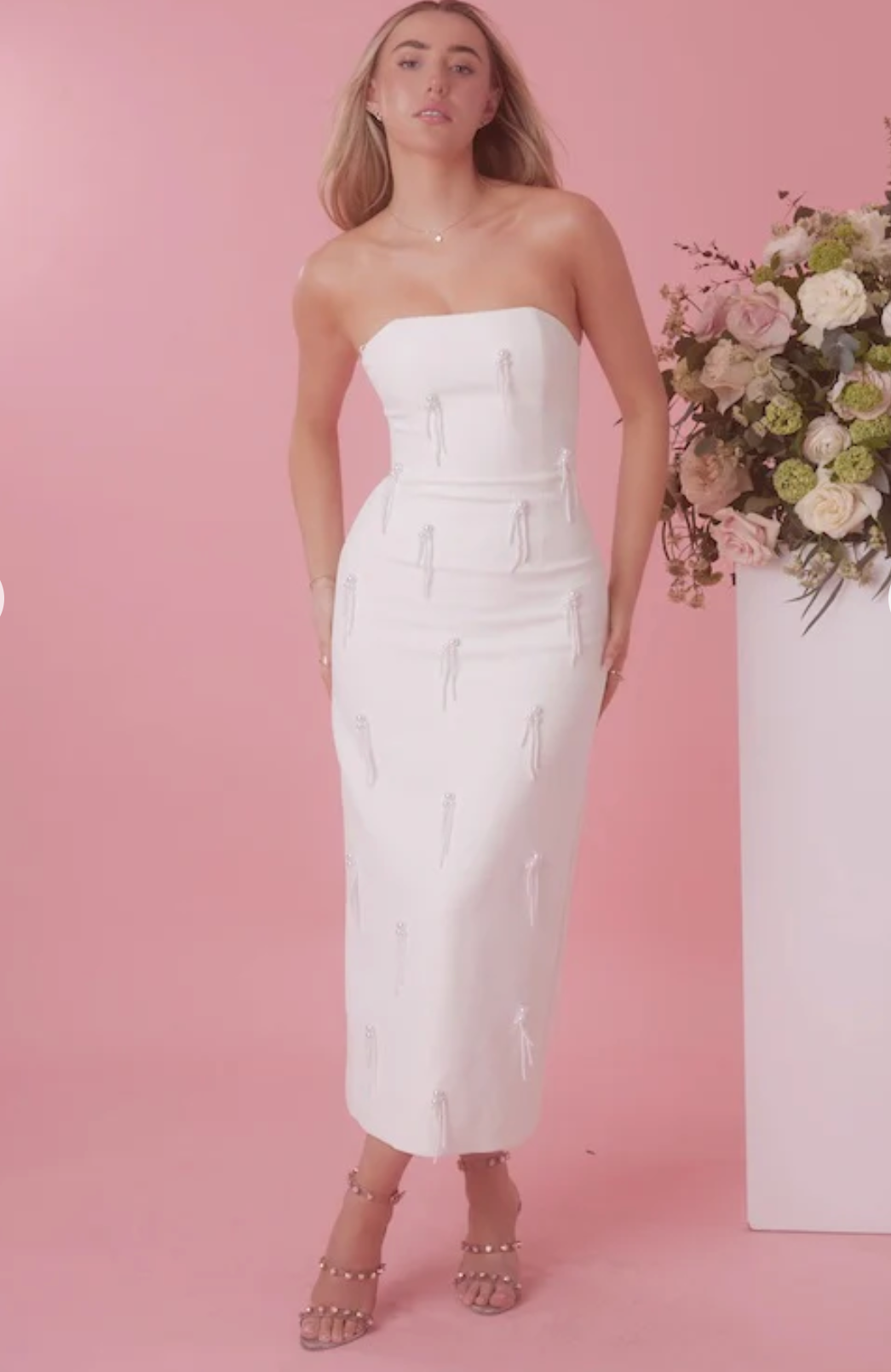 Odd Muse Embellished Midi Dress White Size 6