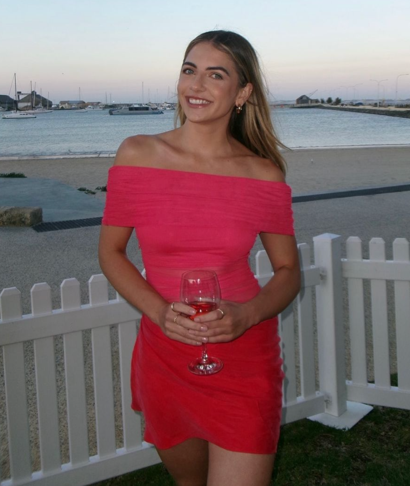 Benni Nico Off Shoulder Mini Dress Watermelon Pink Size 10