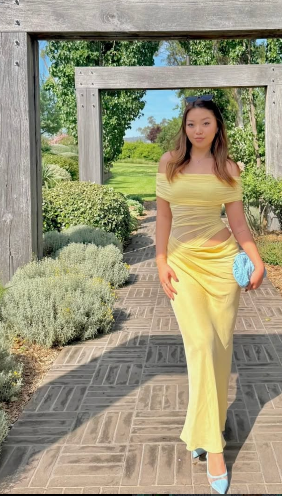 Benni Nico Off Shoulder Maxi Dress Butter Yellow Size 8,10