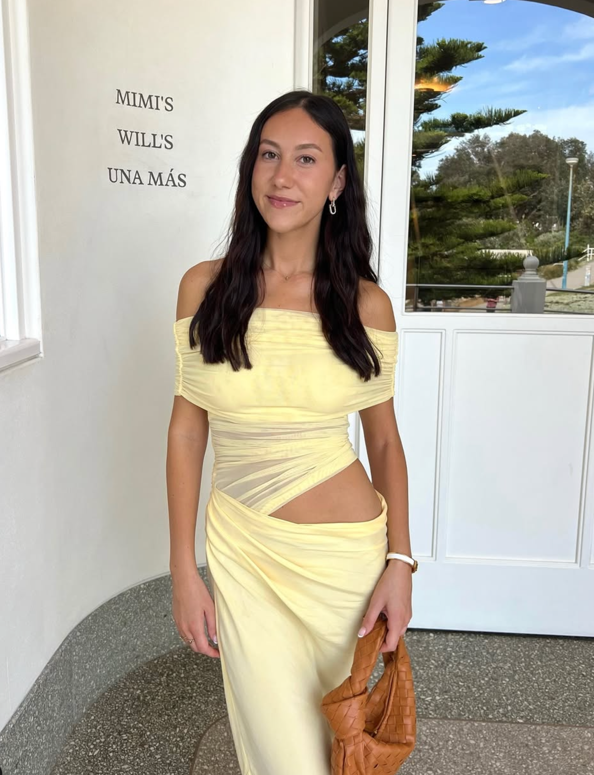 Benni Nico Off Shoulder Maxi Dress Butter Yellow Size 8,10