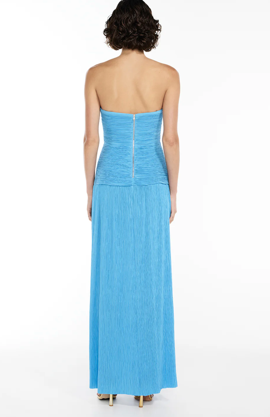 Manning Cartell Double Time Pleat Strapless Dress Blue Size 6,8