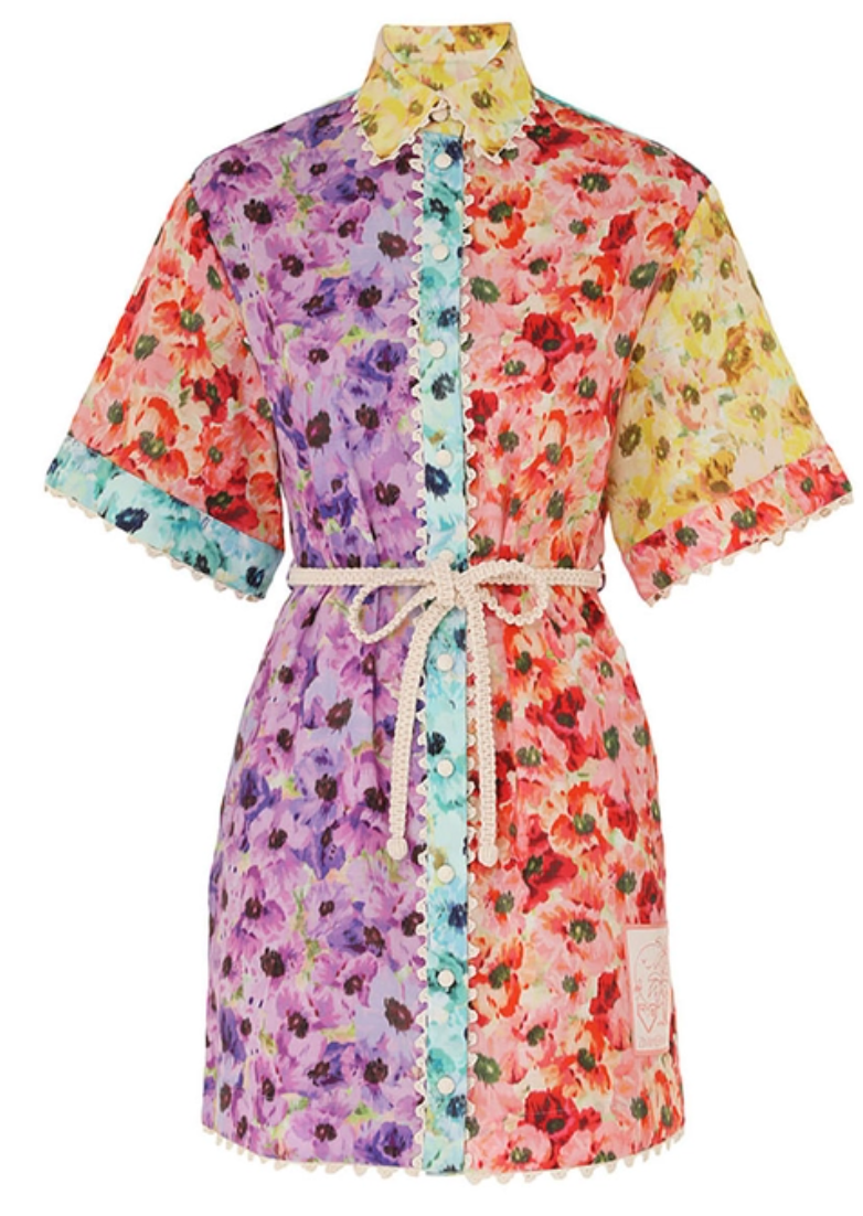 Zimmermann Lightburst Mini Shirt Dress Size 10