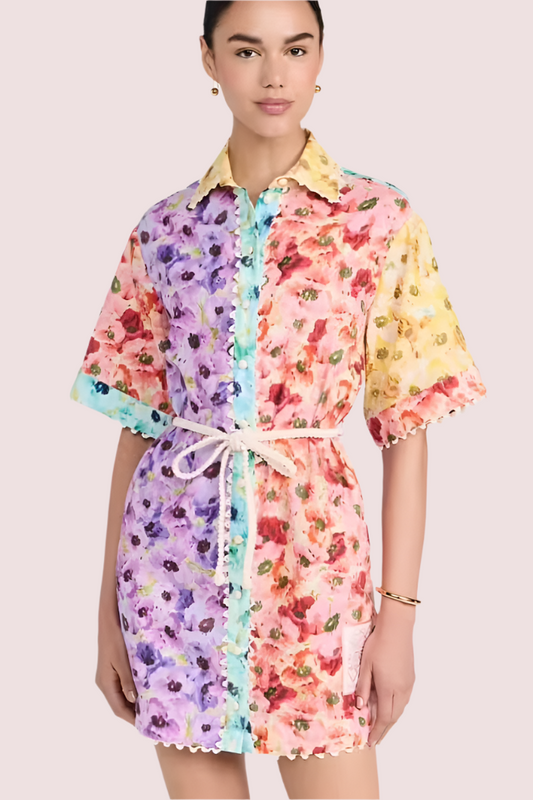 Zimmermann Lightburst Mini Shirt Dress Size 10