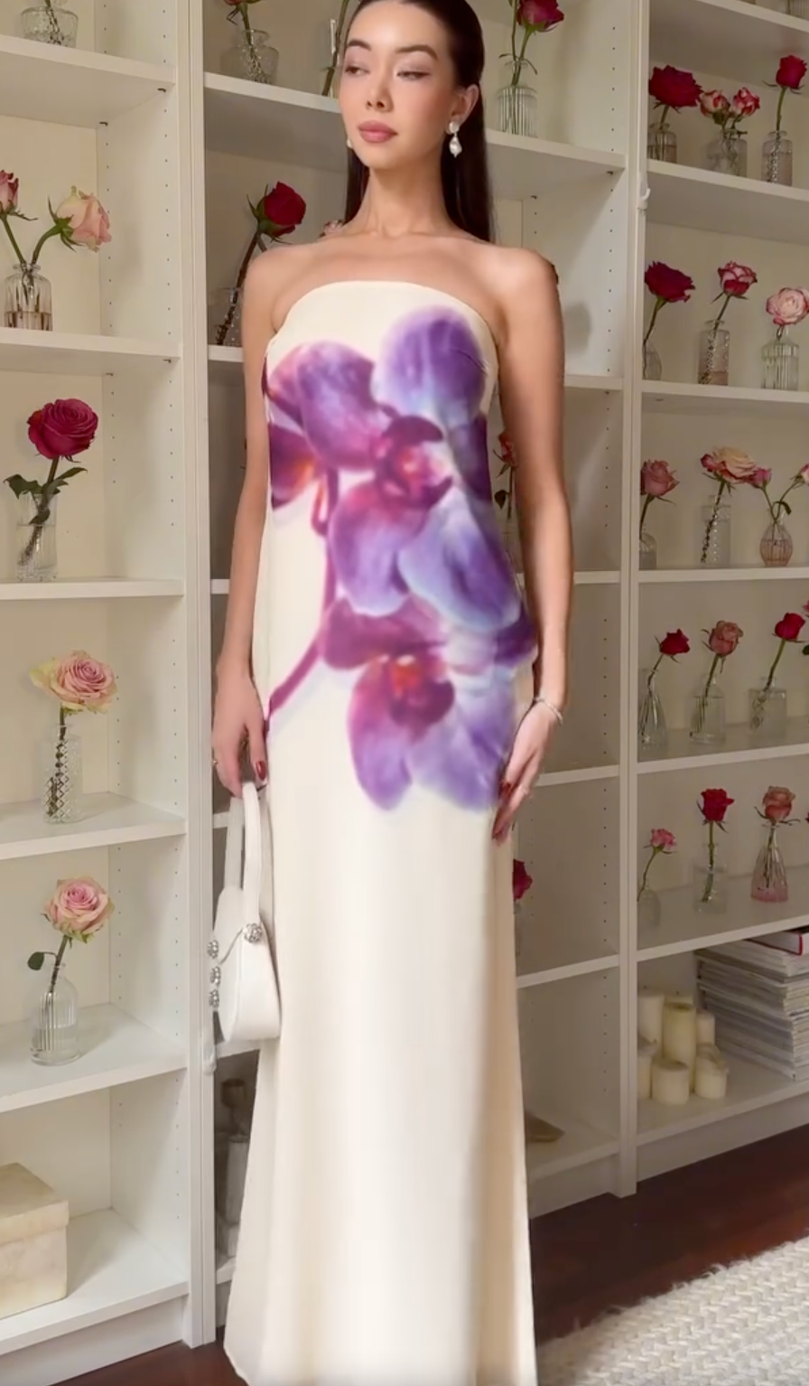 Meshki Amaya Strapless Koi Print Dress Size 8,10