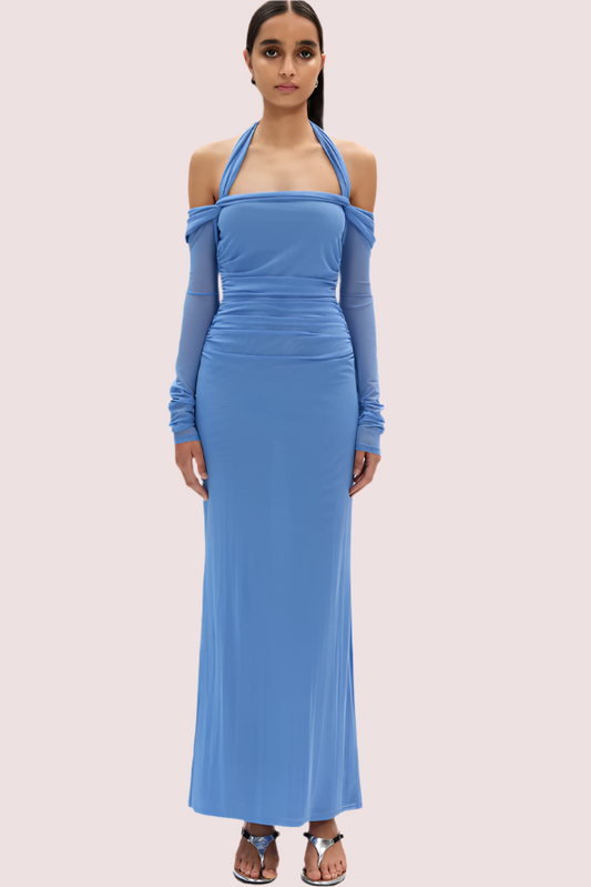 Misha Sonet Mesh Dress Cornflower Blue Size 10