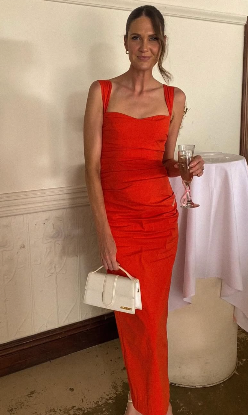 SIR The Label Dahlia Balconette Gown Orange Red Size 8,10,12