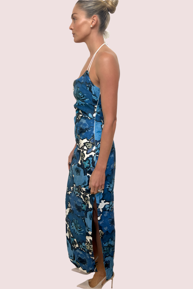SIR The Label Camellia Midi Dress Blue Size 10,12