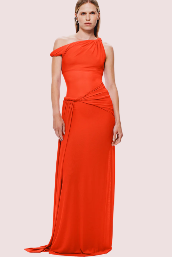 Misha Sisal Mesh Dress - Chilli Orange Size 10