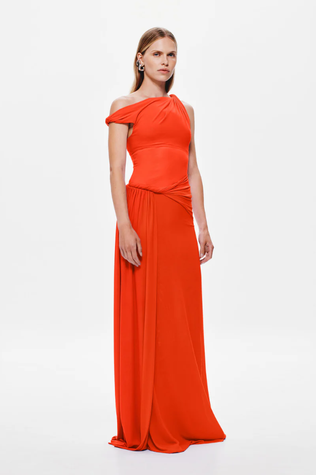 Misha Sisal Mesh Dress - Chilli Orange Size 10