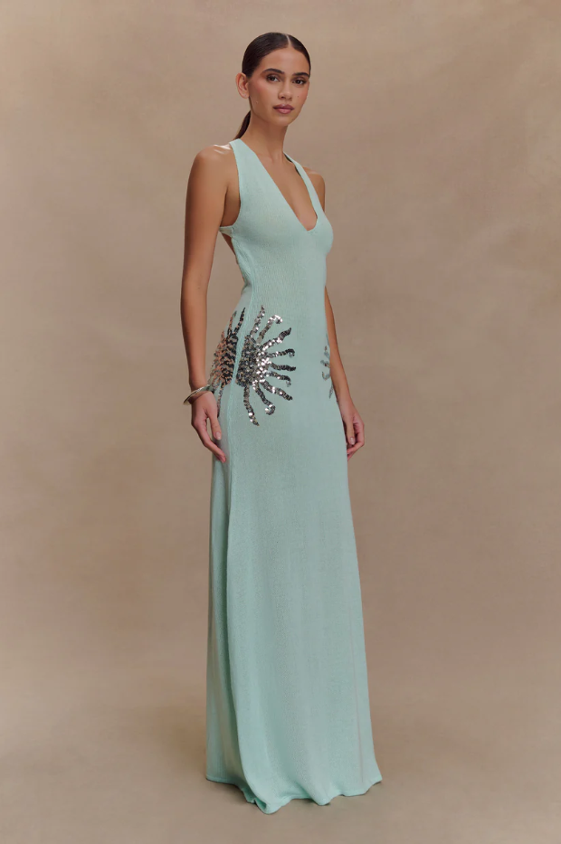 Meshki Ellington Knit Midi Dress - Lagoon Blue Size 6, 8, 10