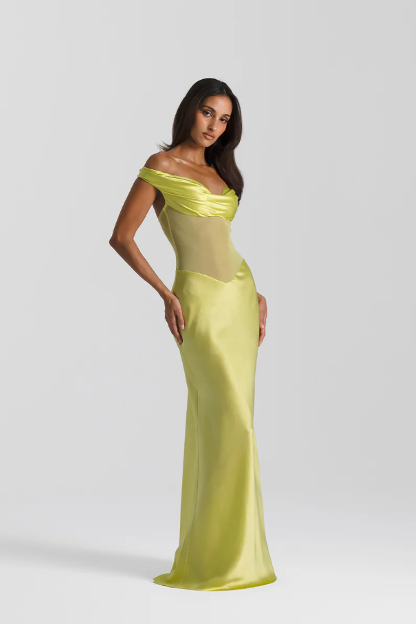 Natalie Rolt Gwenyth Gown -Yellow Chartreuse Size S