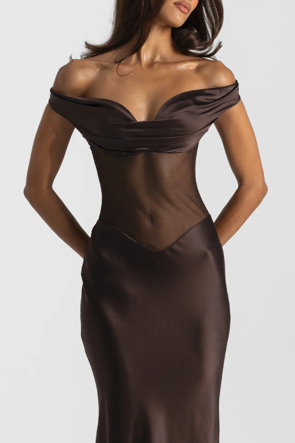 Natalie Rolt Gwenyth Gown - Brown Espresso Size S