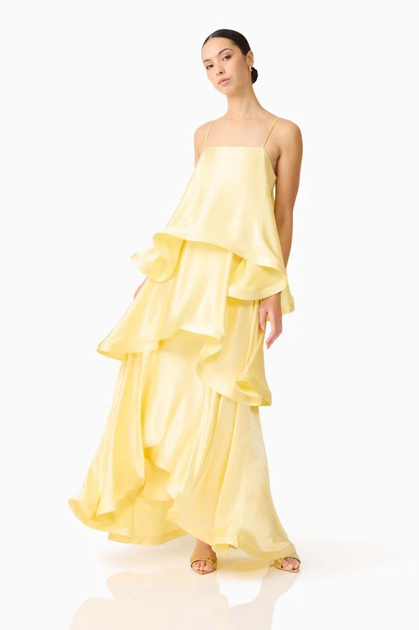 Elliatt Tilly Tiered Maxi Yellow Size 6