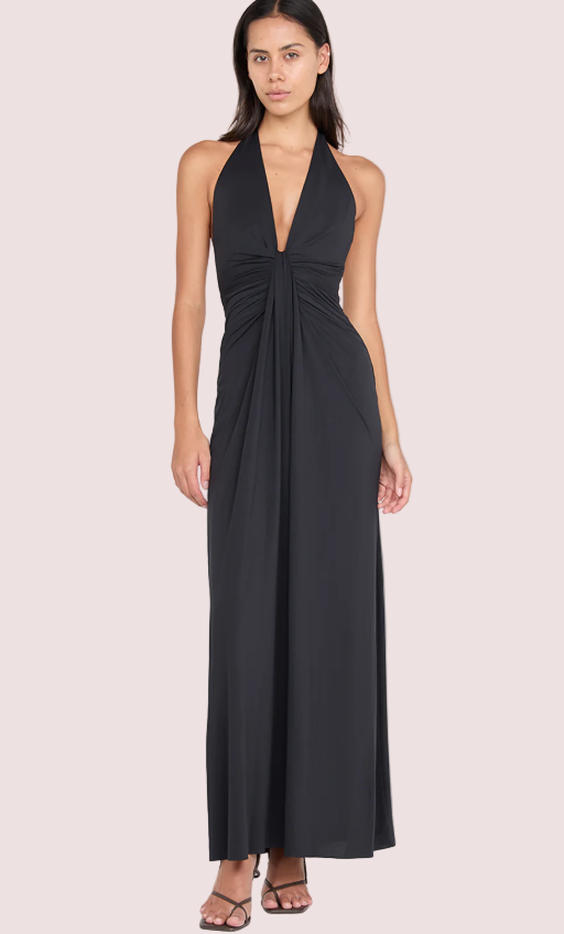 Bec & Bridge Tillie Drape Maxi Dress Black Size 6