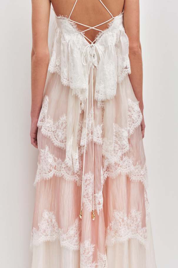 Aje Ophelia Lace Gown White Multicolour Size 12