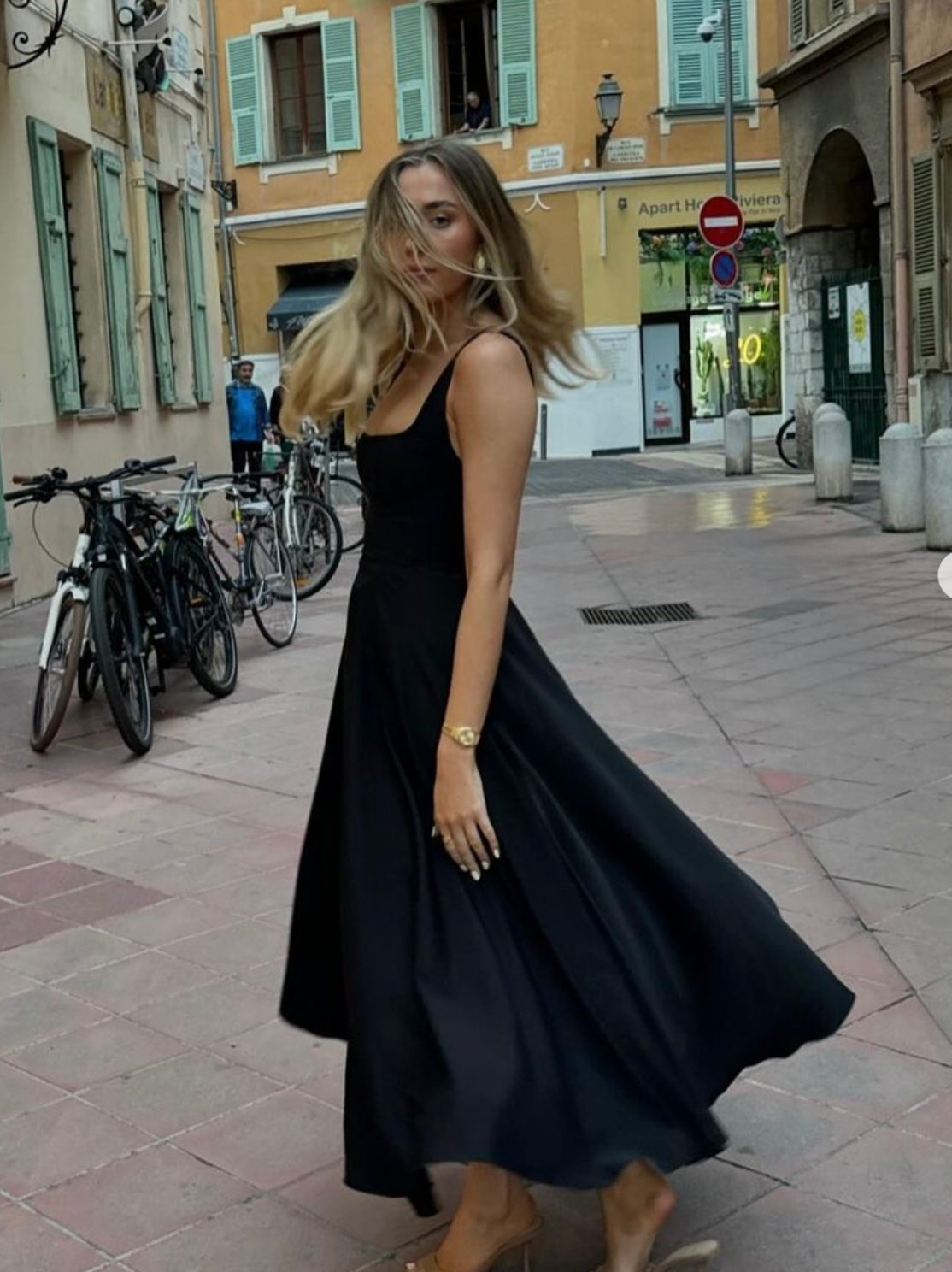 Odd Muse High Waist Square Neck Midi Dress Black Size 8,10,12