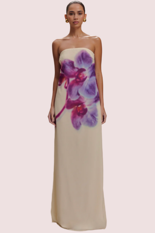 meshki amaya strapless gown