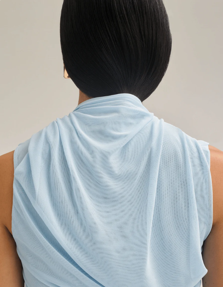 Scanlan Theodore Blue Mesh Drape Top & Skirt Blue Size 10
