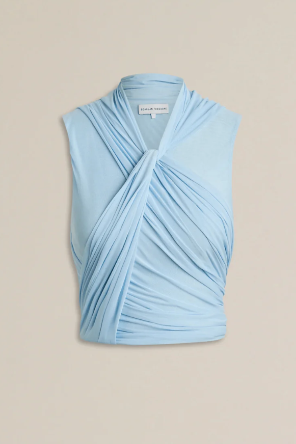 Scanlan Theodore Blue Mesh Drape Top & Skirt Blue Size 10