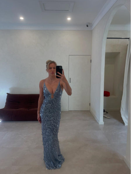 Misha Sapphire Sequin Dress - Dove Grey Size 12