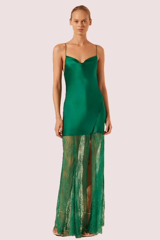 Shona Joy Elle Silk Lace Dress Green Size 10