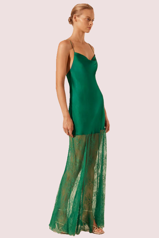 Shona Joy Elle Silk Lace Dress Green Size 10