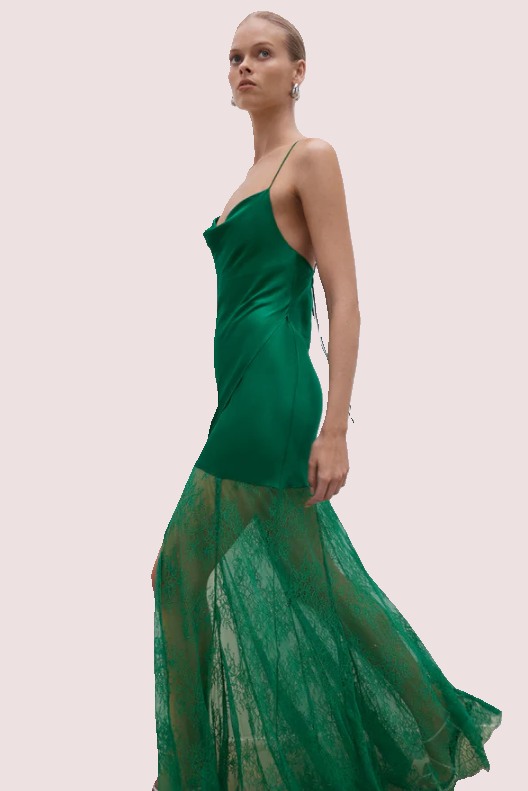 Shona Joy Elle Silk Lace Dress Green Size 10