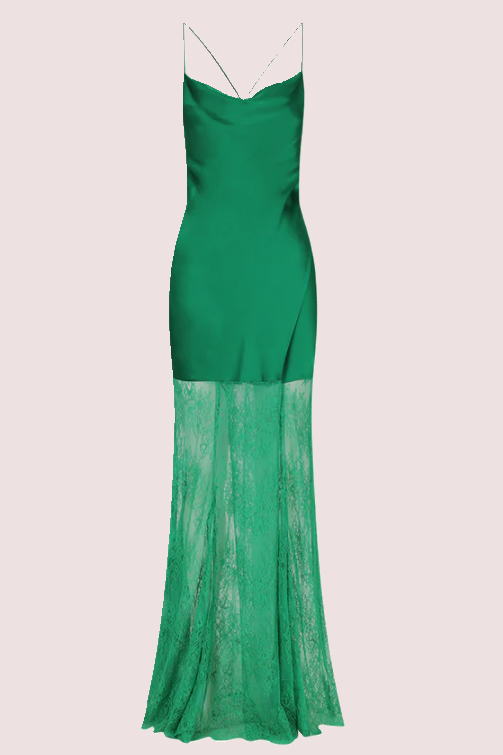 Shona Joy Elle Silk Lace Dress Green Size 10