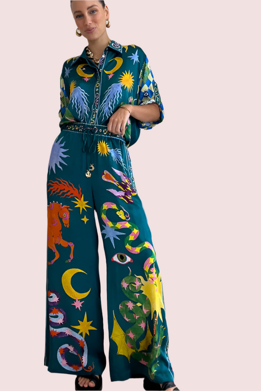 Alemais Guardian Silk Shirt and Pant Set Size 10