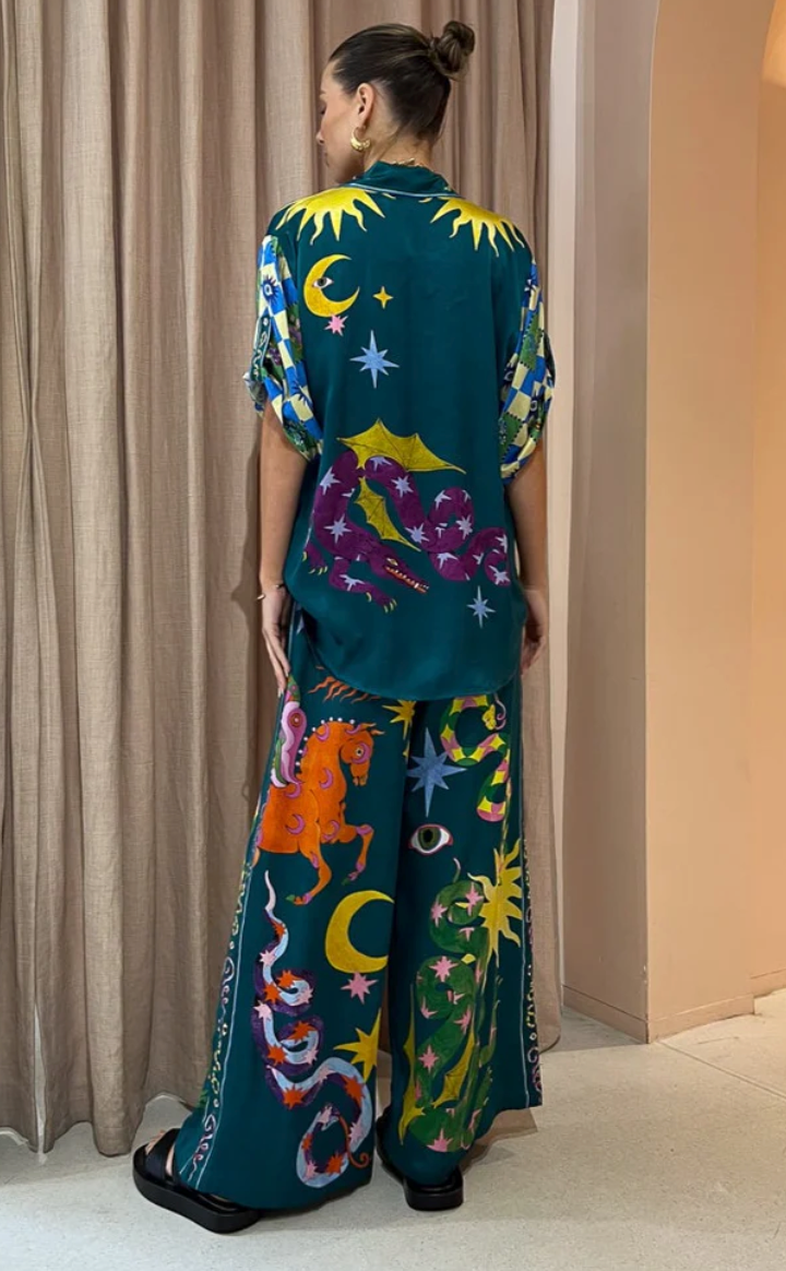 Alemais Guardian Silk Shirt and Pant Set Size 10,12