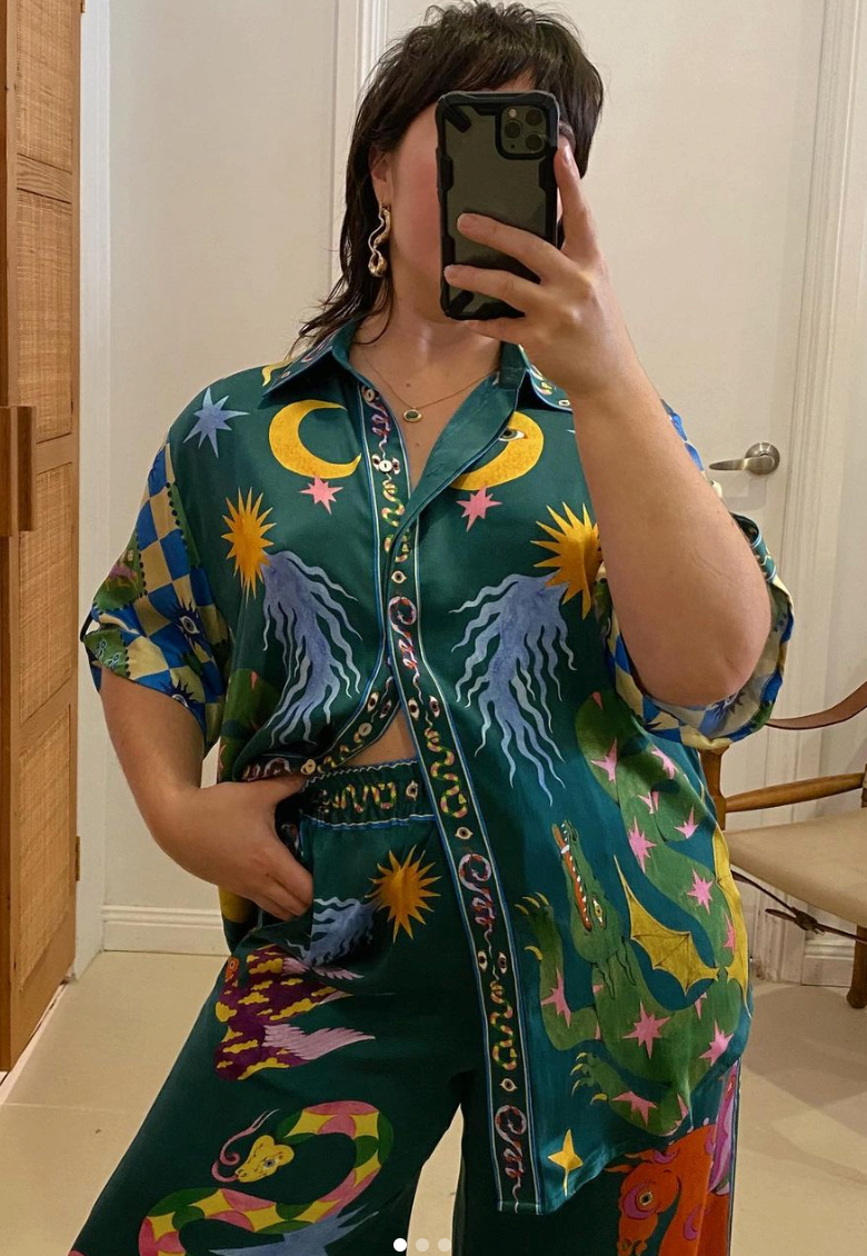 Alemais Guardian Silk Shirt and Pant Set Size 10,12