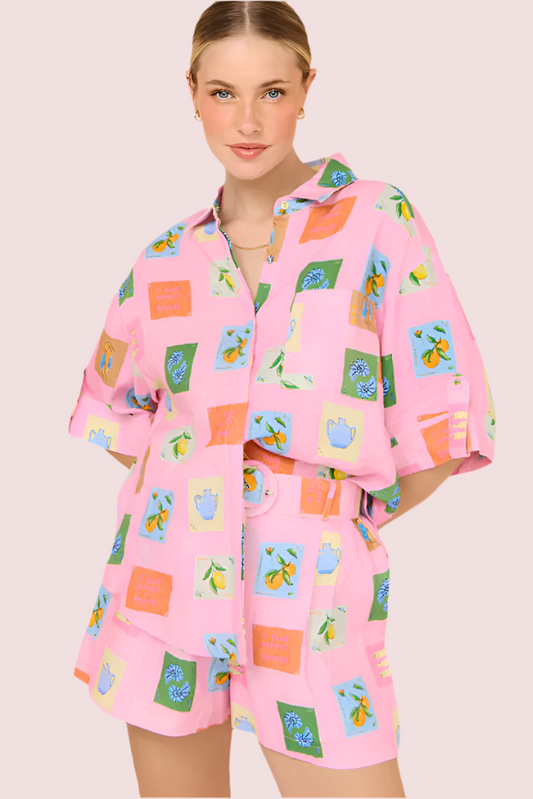 Palm Noosa Rummy Shirt Short Set Size 10