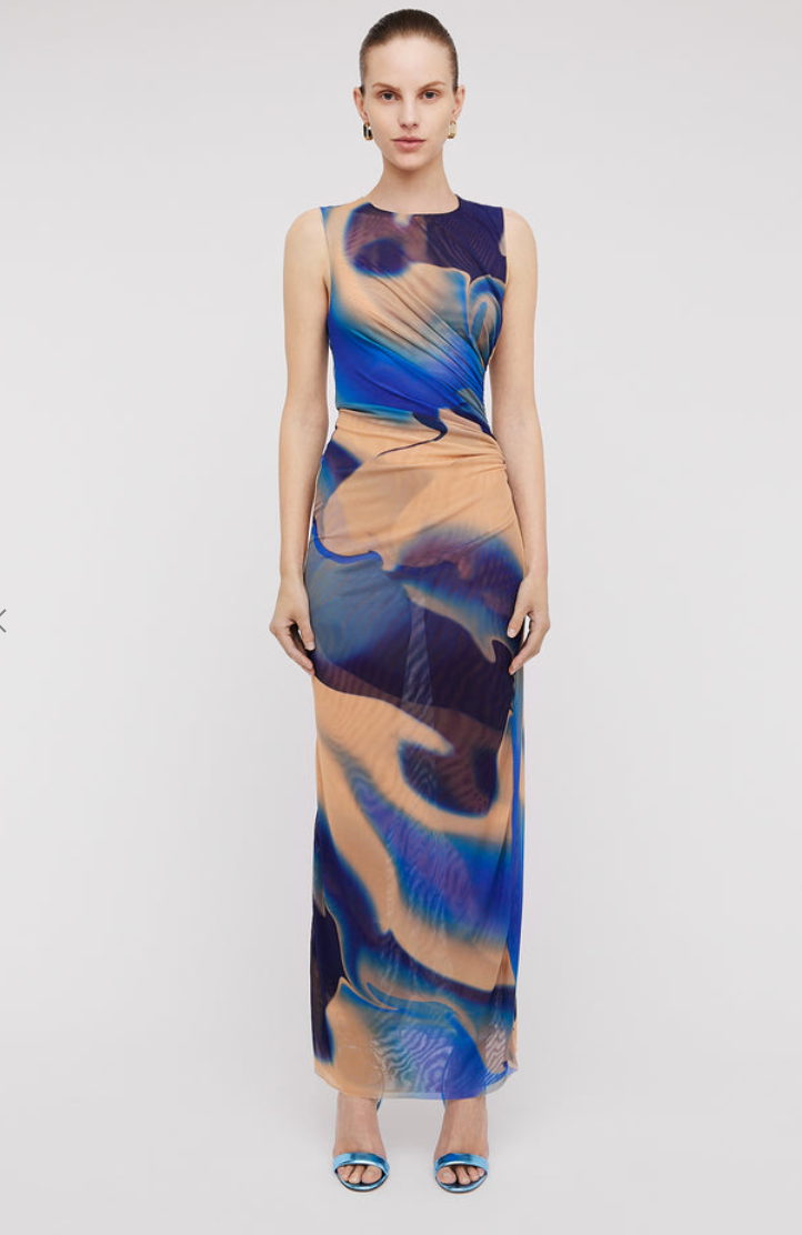 Scanlan and Theodore Watercolour Dress Blue Size 8,10,12