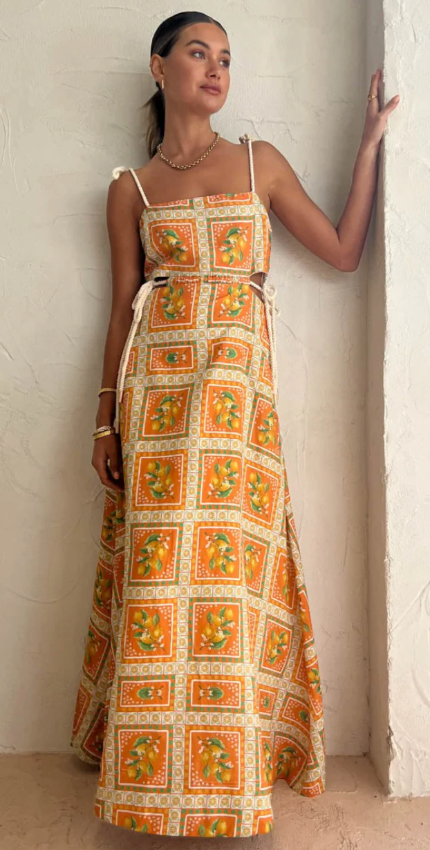 By Nicola Lemonade Tie Maxi Dress Size 10