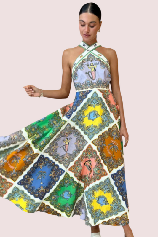 Alemais Trippy Troppo Halter Dress Size 8,12