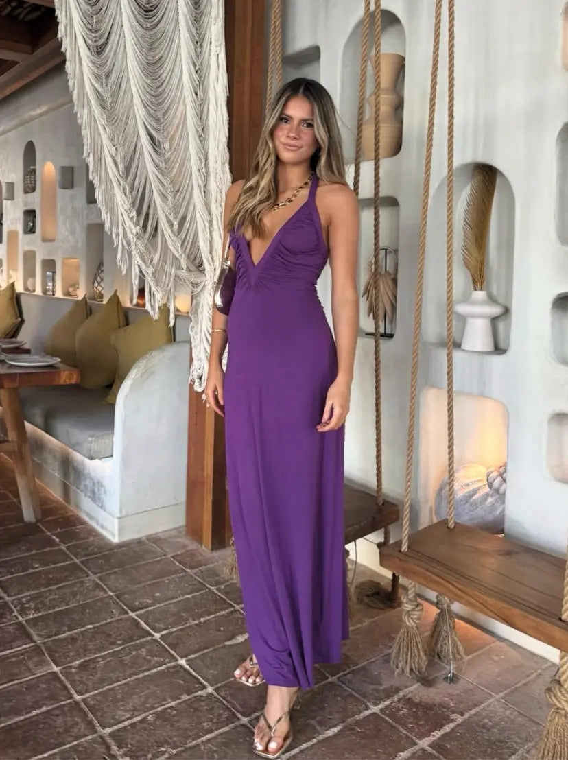 Solamusa Angelina Maxi Dress Uva Purple Size 8